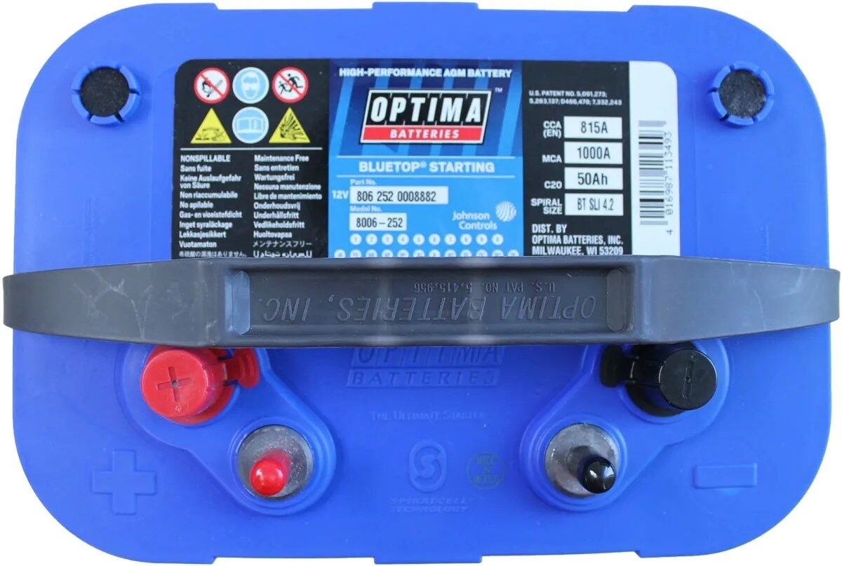 Optima Blue Top 12V 50 Ah Battery 8006 252 BT SLIM 4.2 AGM (12V/ C20 50Ah/ CCA 815A/ MCA 1000A) - Image 2